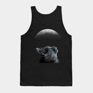 Cute Black Cat With Moon Cat adoption For Cat Lover Tank Top